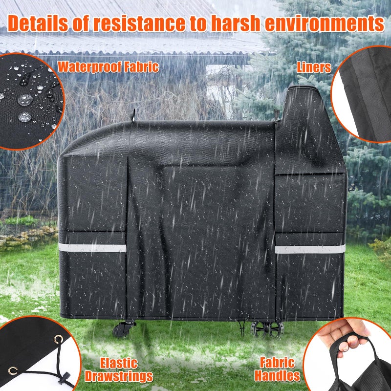 Grisun Grill Cover for Pit Boss Austin XL, Rancher XL, 1000/1100/1150 Series - 1000C, 1000D3, 1000SC, 1000SC2, 1000SQ,1000T4, 1100 Pro, 1150 Pro, 600D Anti-Fade Waterproof Pellet Grill Cover - Image 3